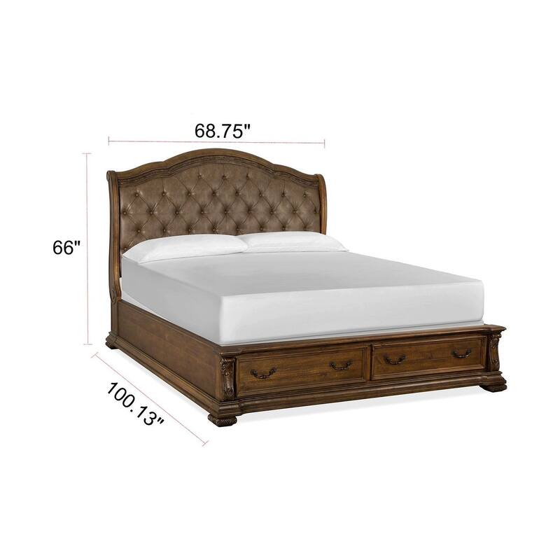 Magnussen Home Durango Willadeene Brown Upholstered Sleigh Storage Bed