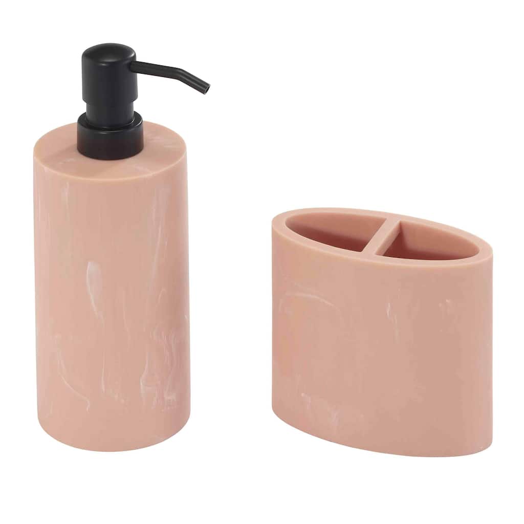 Nicole Miller Kendall Clay Toothbrush & Lotion Dispenser Set - Bath Acc 2pc Set - TB, LP