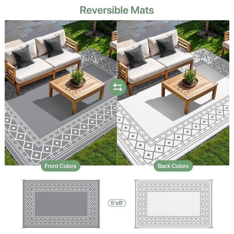Mcow Geometric Frame Collection Waterproof Outdoor Area Rug