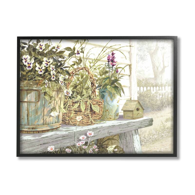 Stupell Cottage Garden Flowers Framed Giclee Art Design by Michael Humphries - 20 x 16 - Black