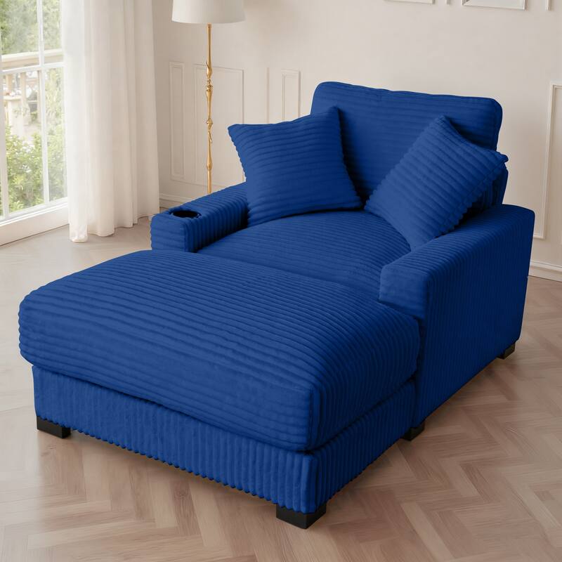 GDFStudio - Polyester 1-Seater 40.9"W Chaise Lounge with Tufted Back and Arm