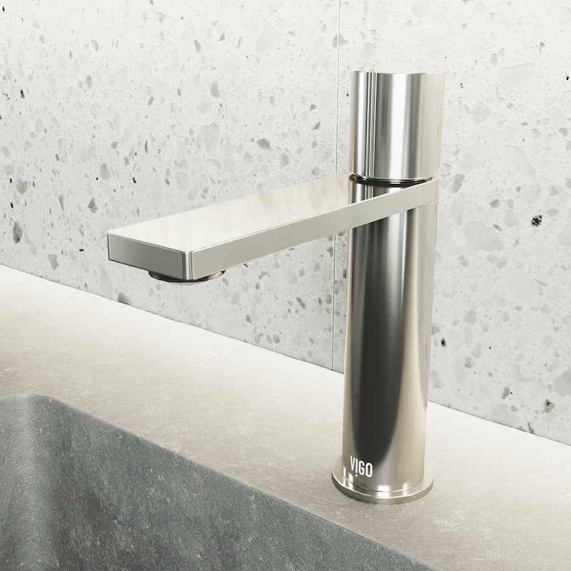 VIGO Halsey 8" H Single Handle Single Hole Bathroom Faucet - Without Extras - Brushed Nickel