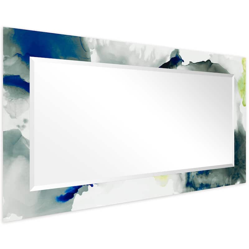 Ephemeral Rectangular Beveled Mirror on Free Floating Printed Tempered Art Glass - Clear - 54" x 28"