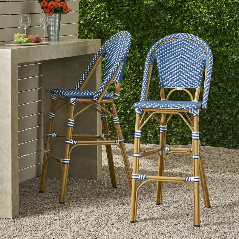 Wicker Bar Stool with Aluminum Frame
