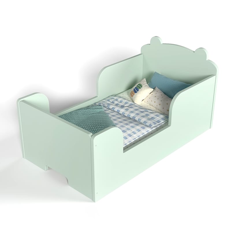 Toddler Floor Bed Frame - Bear Shape Cot Bed for Boys & Girls Ages 3-6