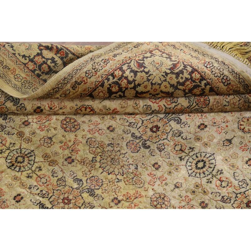 Pre-1900 Antique Silk Farahan Foyer Rug Hand-Knotted Wool Carpet - 4'0" x 6'0"