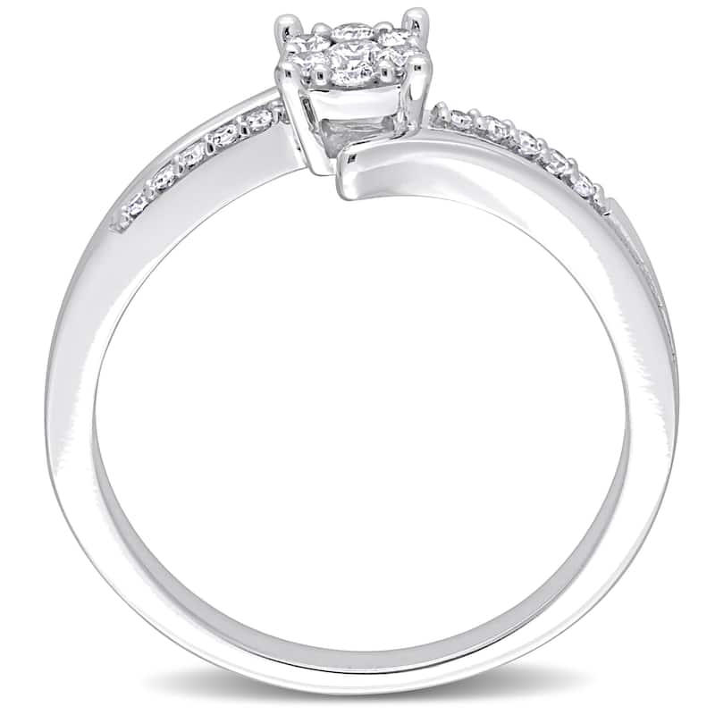 Miadora 1/5ct TDW Diamond Floral Cluster Ring in 14k White Gold