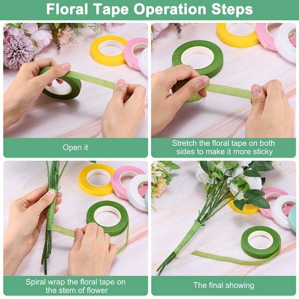 4 Pack, 1/2″ Wide Green Floral Tapes, SourceTon Floral Tapes For Bouquet Stem Wrapping And Floral Crafts 30yard Roll