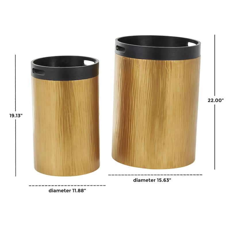 Metal Nesting Accent Table with Black Tray Tabletops - Set of 2 Gold - Roche River Decor