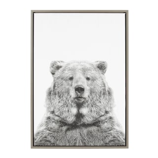 Sylvie Bear Framed Canvas Wall Art by Simon Te Tai, Gray 23x33