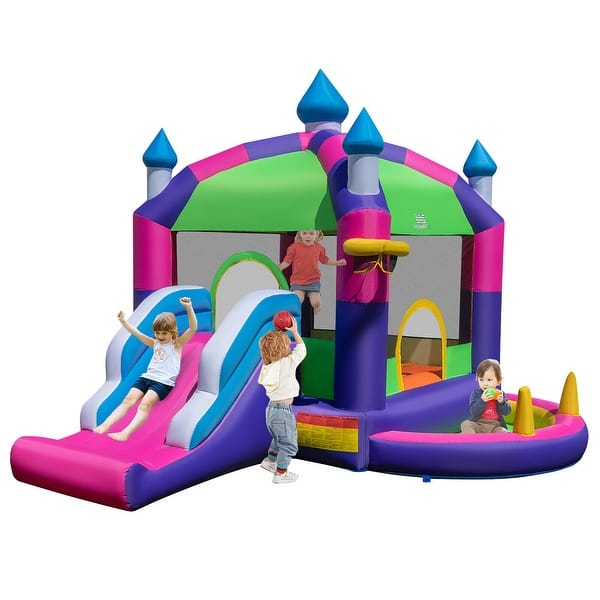 slide 2 of 9, Gymax Inflatable Bounce Castle 5-in-1 Jumping Bounce Castle Without Kids