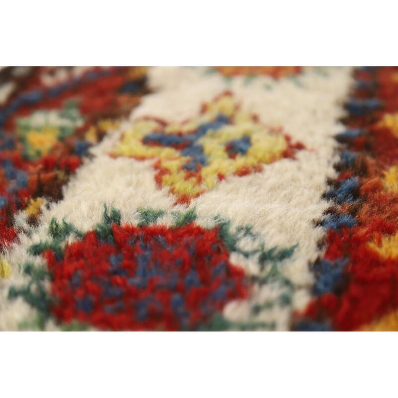 Hand Knotted Oriental 100% Wool Carpet Modern Geometric Multi-Colored Gabbeh Runner Rug - 11' 11'' X 3' 7''