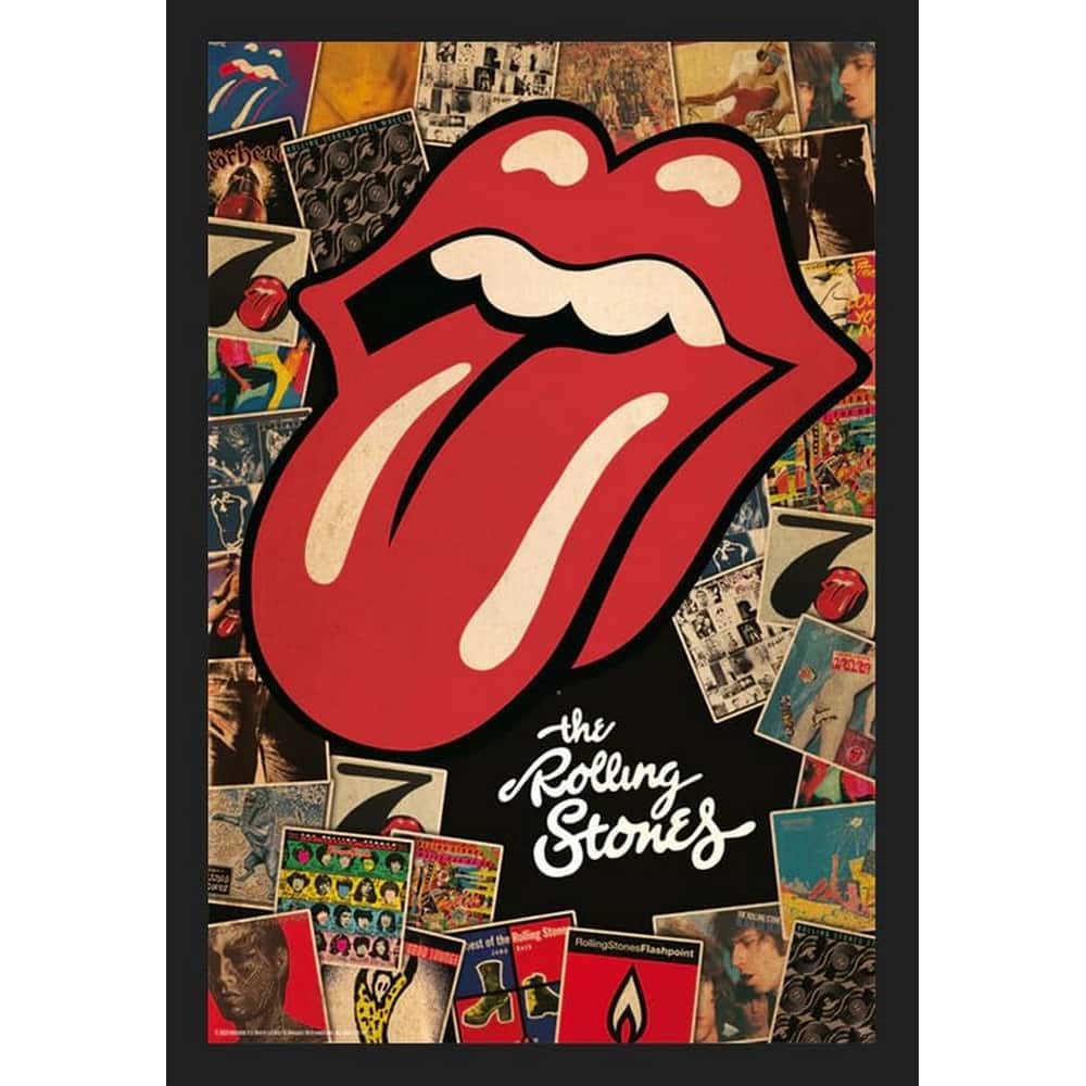 Rolling Stones Collage Framed Poster - 24 x 36 Inch