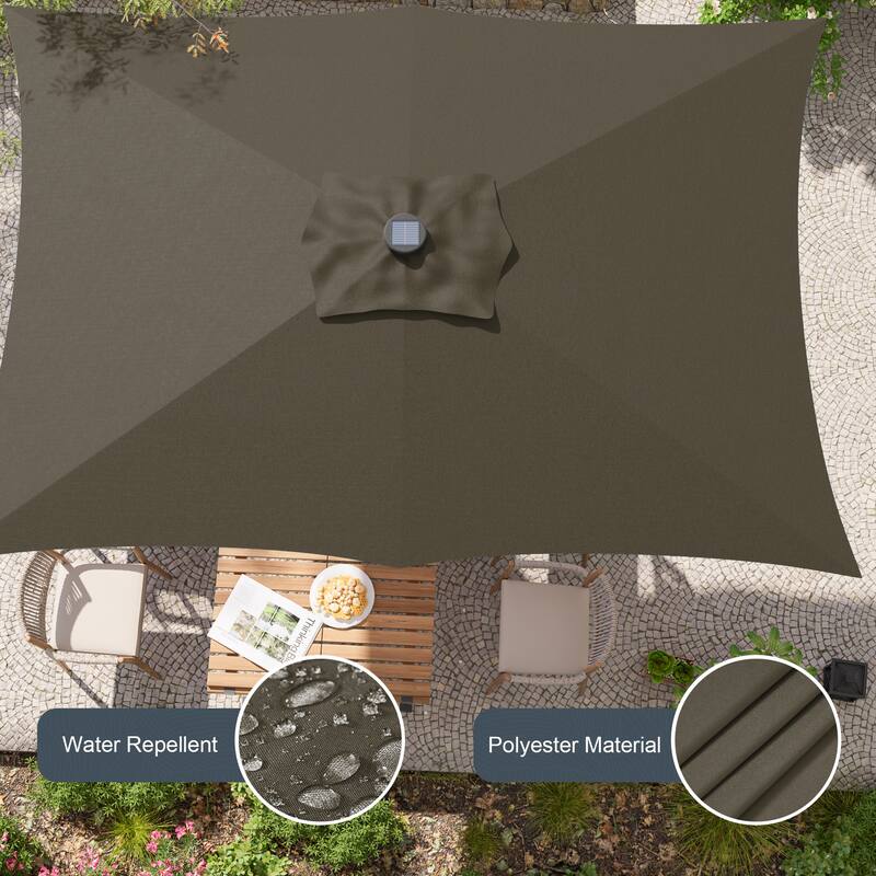 LIVOOSUN 6x9Ft LED Patio Umbrella Weather Resistant Table Umbrella