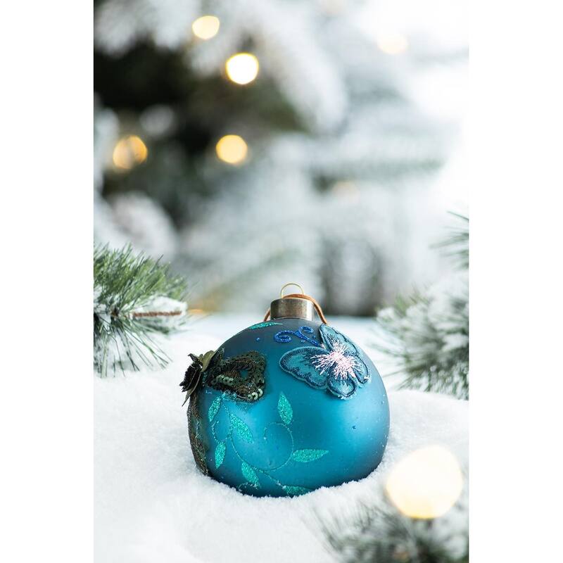 D3.9" Christmas Ball Ornaments, Glass Decorative Hanging Ball Christmas Tree Ornaments for Holiday Decorations, Set of 6