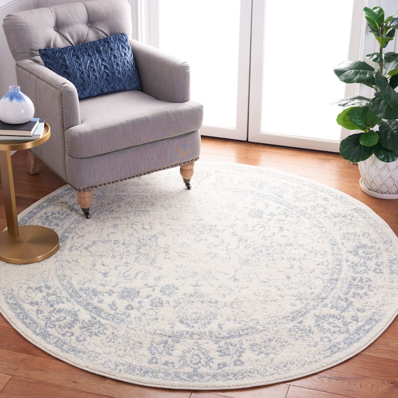 SAFAVIEH Adirondack Dakota Rustic Shabby Chic Distressed Rug - 3' Round - Ivory/Slate - Round