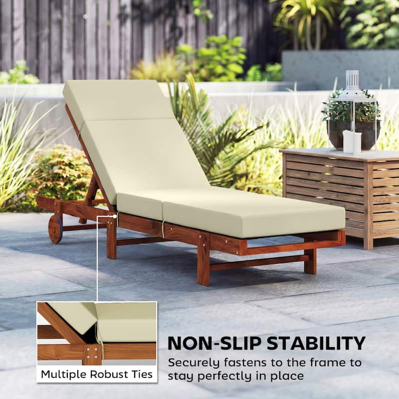Outsunny Chaise Lounge Cushion, 4" Thick Outdoor Lounge Chair Cushions with Non-Slip Ties