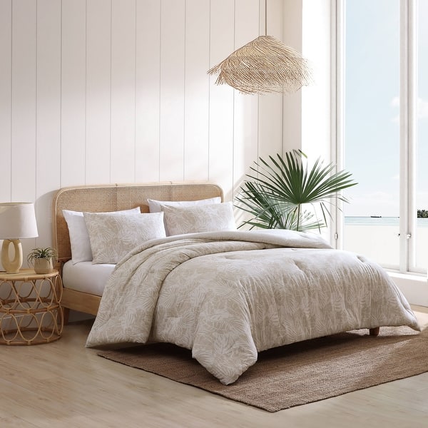 slide 2 of 12, Tommy Bahama Costa Blanca Beige Cotton Reversible Duvet Cover Set