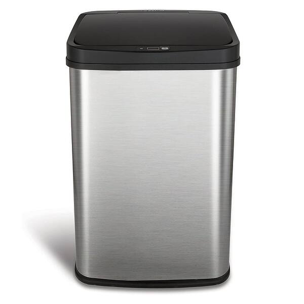 NINESTARS 13.2 Gallon Rectangular Automatic Soft Close Motion Sensor Trash Can Bed Bath