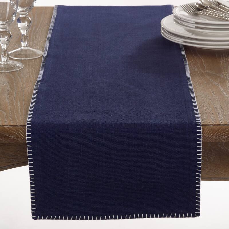 Celena Collection Whip Stitched Design Cotton Table Runner