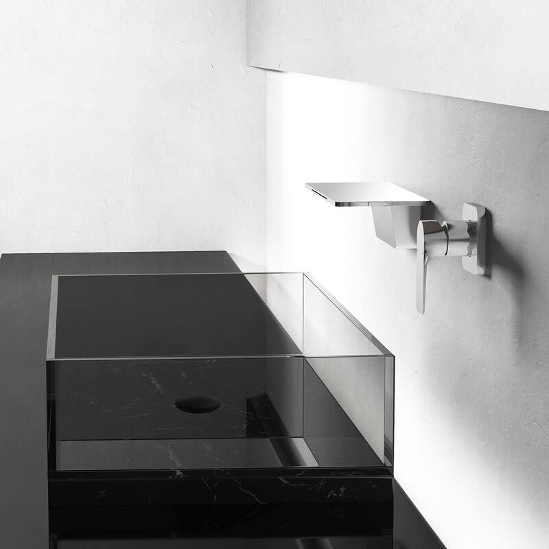 Waterfall Bathroom Sink Faucet 1- Handle Wall Mount Lavatory Faucet
