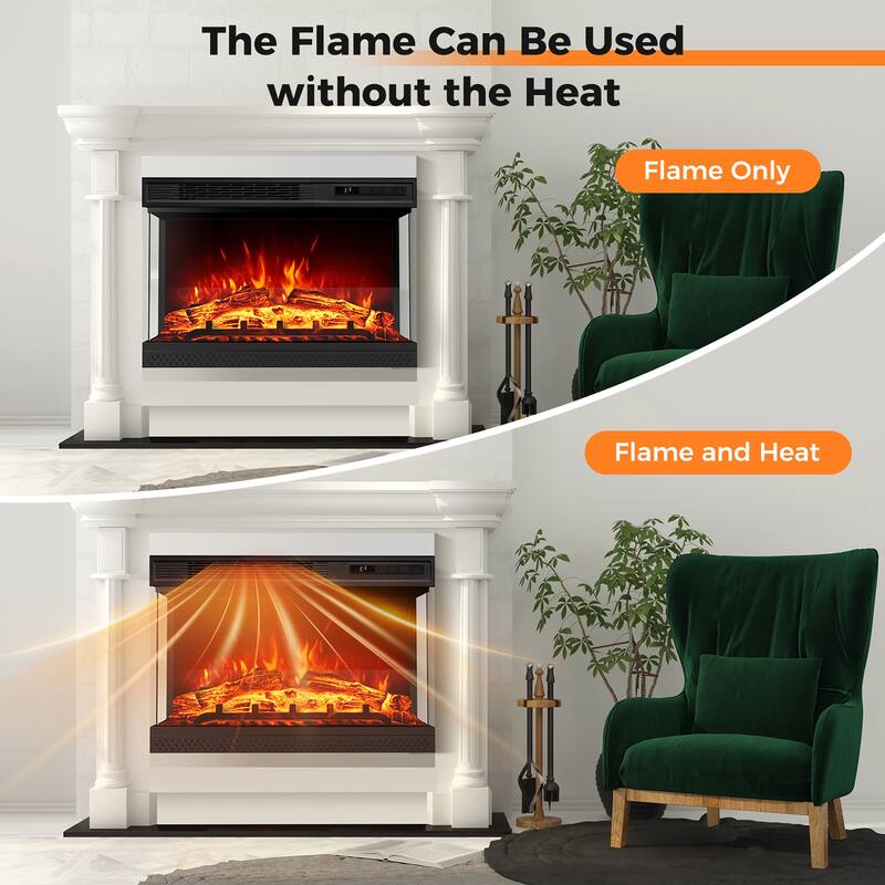 Gymax 24'' 3-Sided Electric Fireplace Insert w/Remote Control 3 Flame