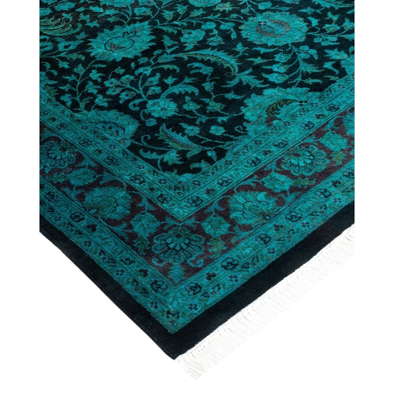 Overton Hand Knotted Wool Vintage Inspired Modern Contemporary Overdyed Black Area Rug - 3' 10" x 6' 5"