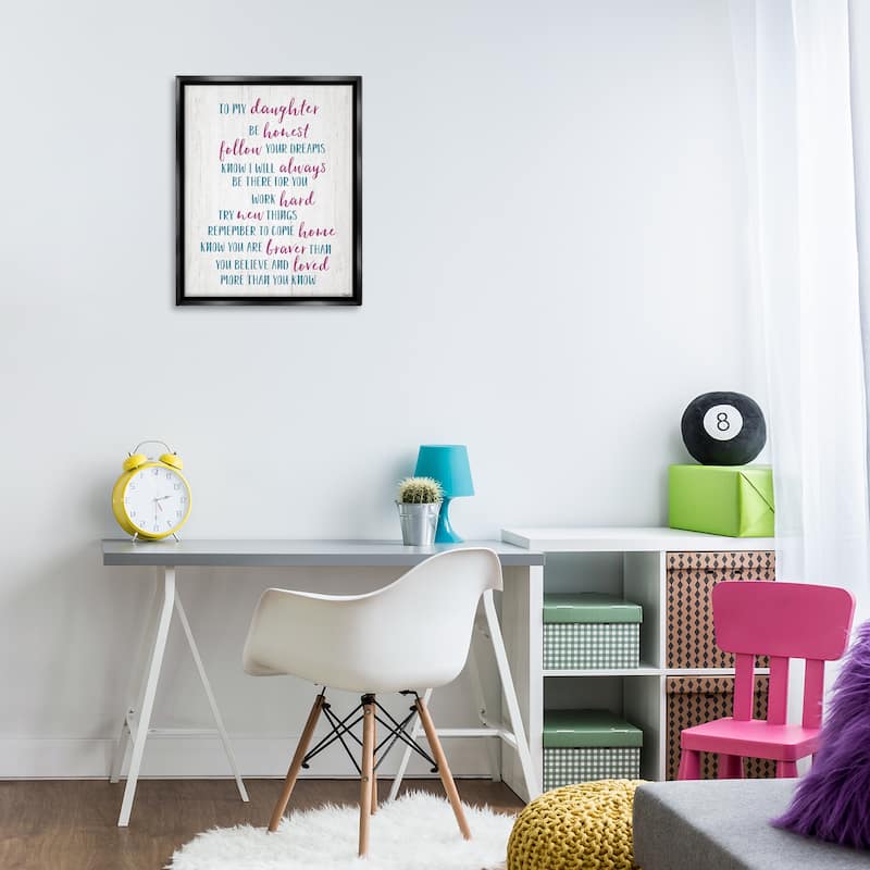 Stupell To My Daughter Positive Parent Framed Floater Canvas Wall Art Design By Gigi Louise