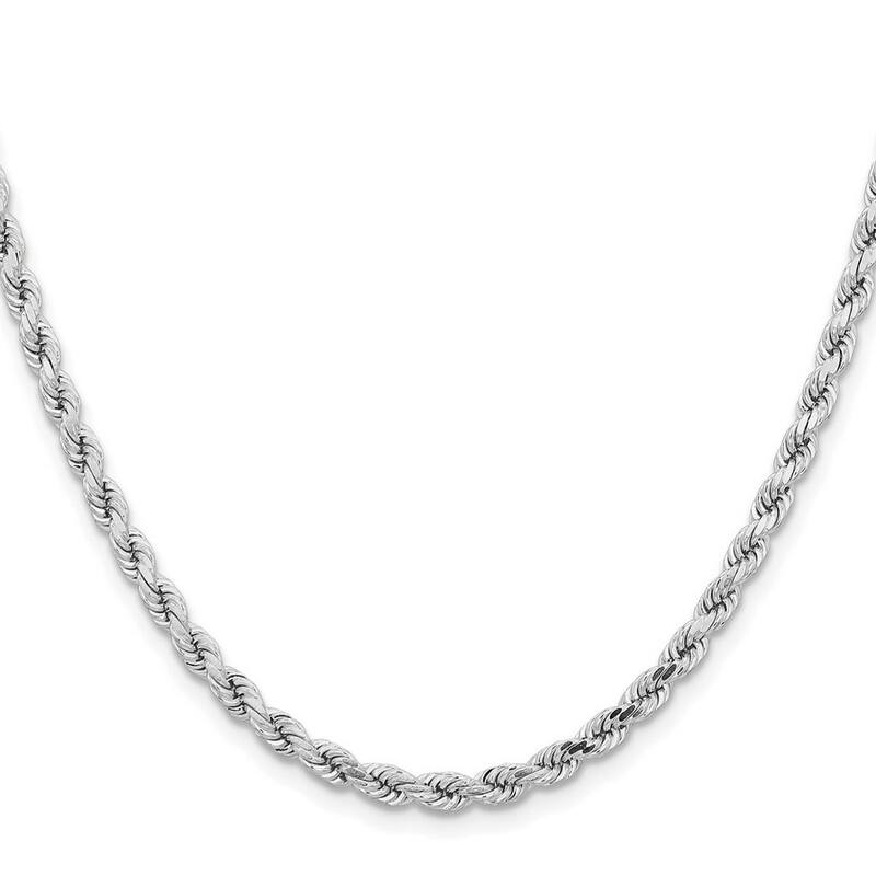Curata 14k White Gold 4.25mm Sparkle Cut Rope With Lobster Clasp Chain Bracelet