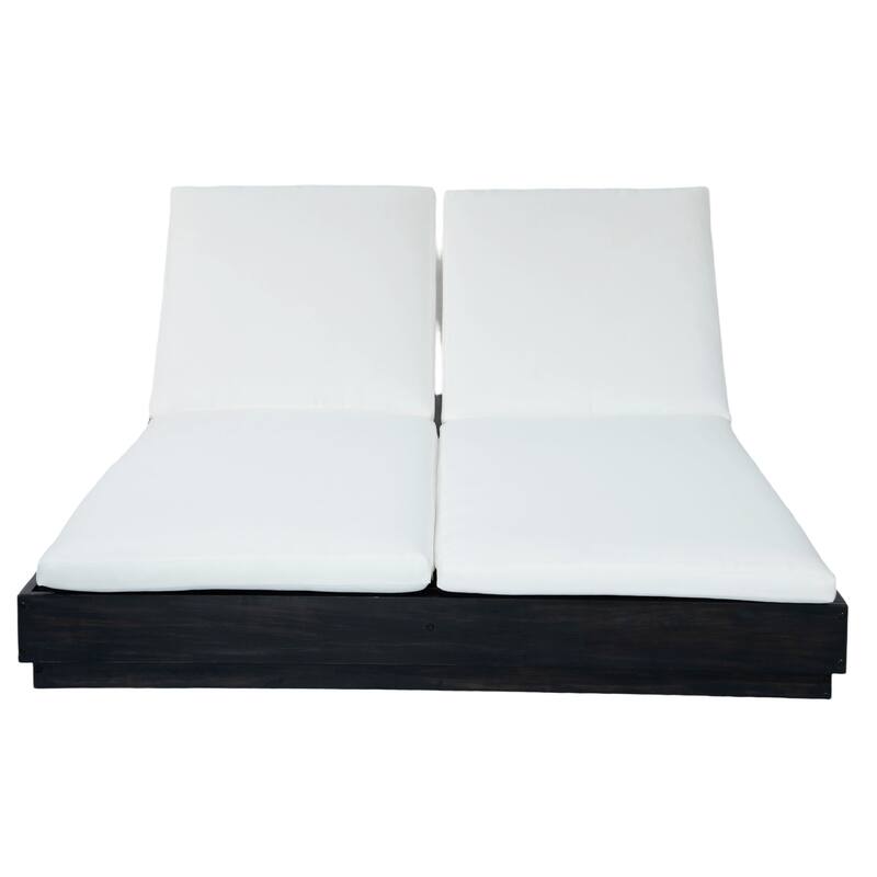 Christopher Knight Home - Outdoor Acacia Wood 5-Position Adjustable Double Sunlounge Set with MGO Side Table