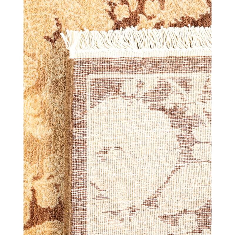 Overton Handknotted Wool Traditional Abstract Brown Runner