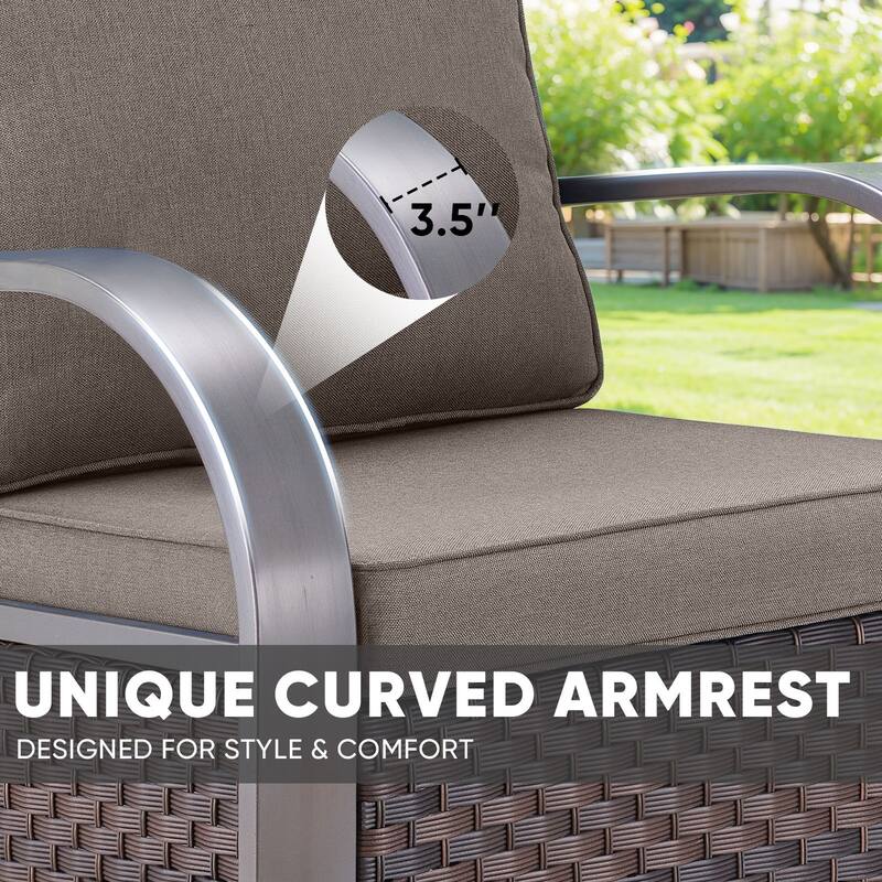 Outside Patio Swivel Chair Glider Chair with Ottomans