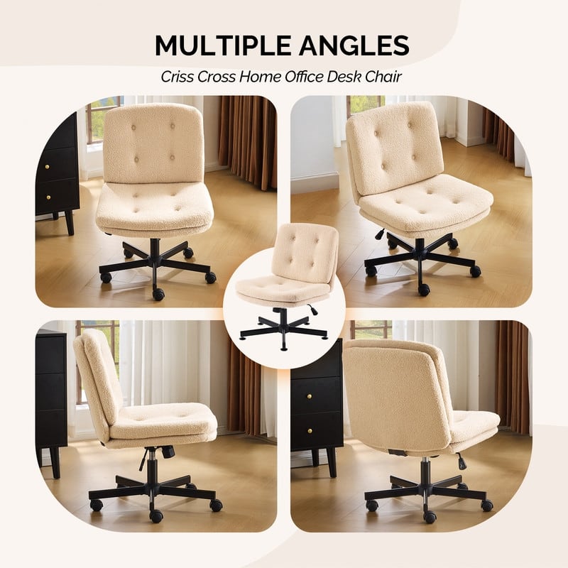 Tufted Teddy Fleece Swivel Chair With Reclining And Foot Studs