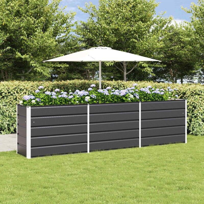 vidaXL Planter in Galvanised Steel - 39.37 x 19.69 x 17.72 - Black - 114.17 x 35.43 x 30.31 in