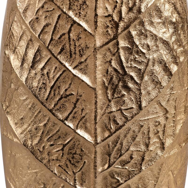 Metal Sleek Leaf Vase - Gold