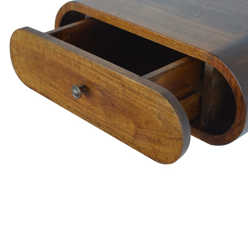 Artisan Furniture Solid Wood Wall Mounted Round Chestnut Nightstand