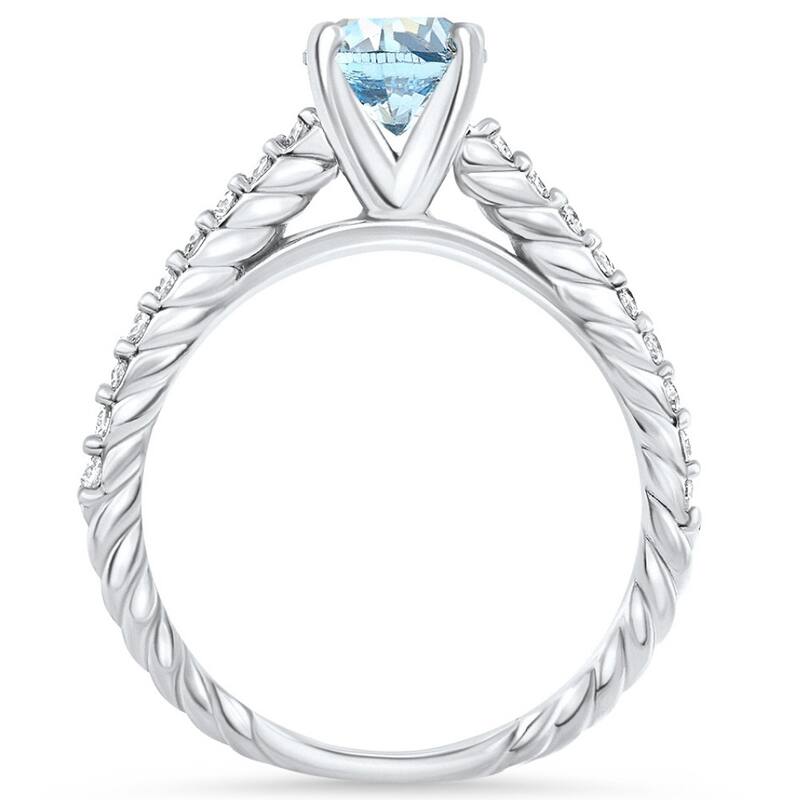 1Ct Blue Diamond Engagement Ring White Gold Lab Grown