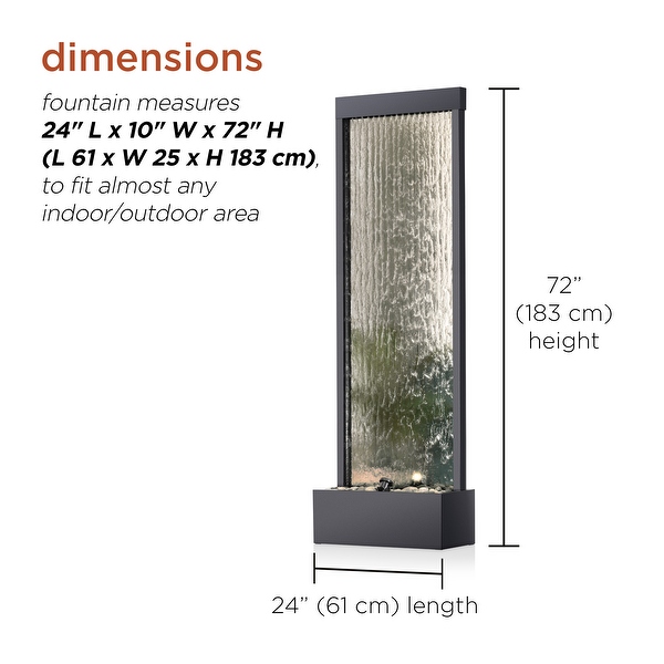 山水瀑布72 Alpine Corporation 72 in. Tall Indoor/Outdoor Mirror Zen