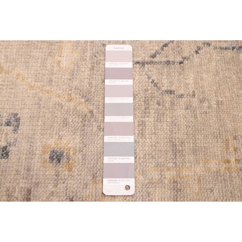 ECARPETGALLERY Hand-knotted Modern Oushak Light Grey Wool Rug - 9'7 x 13'3