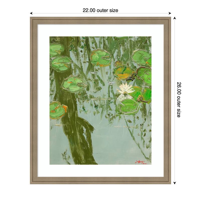 White Water Lily in Pond by Jukyong Park Wood Framed Wall Art Print