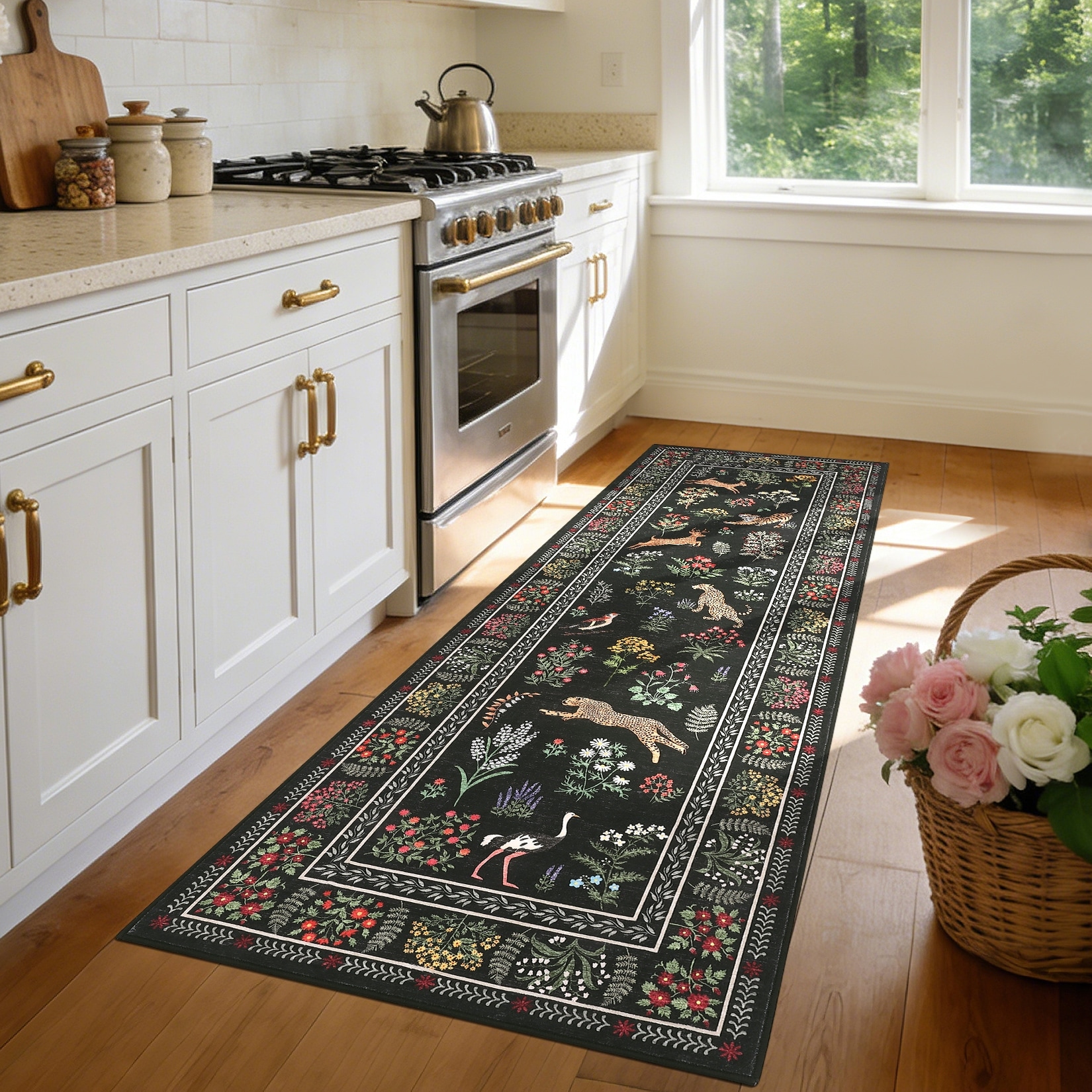 Garvee Playful Animals Botanical Design Area Rug - Overstock
