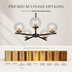 preview thumbnail 8 of 9, Modern Industrial 5-Light Matte Black/Gold Chandelier Globe Glass Shades Pendant Light Fixture for Dining Room - 22" D x 14" H