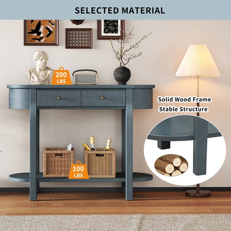 Vintage Console Table, Glossy Sofa Table for Entryway and Living Room