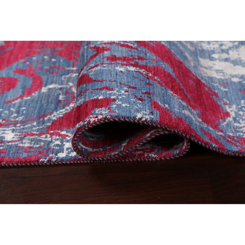 Wool/ Silk Artistic Abstract Oriental Runner Rug Hand-knotted Carpet - 2'8" x 10'2"