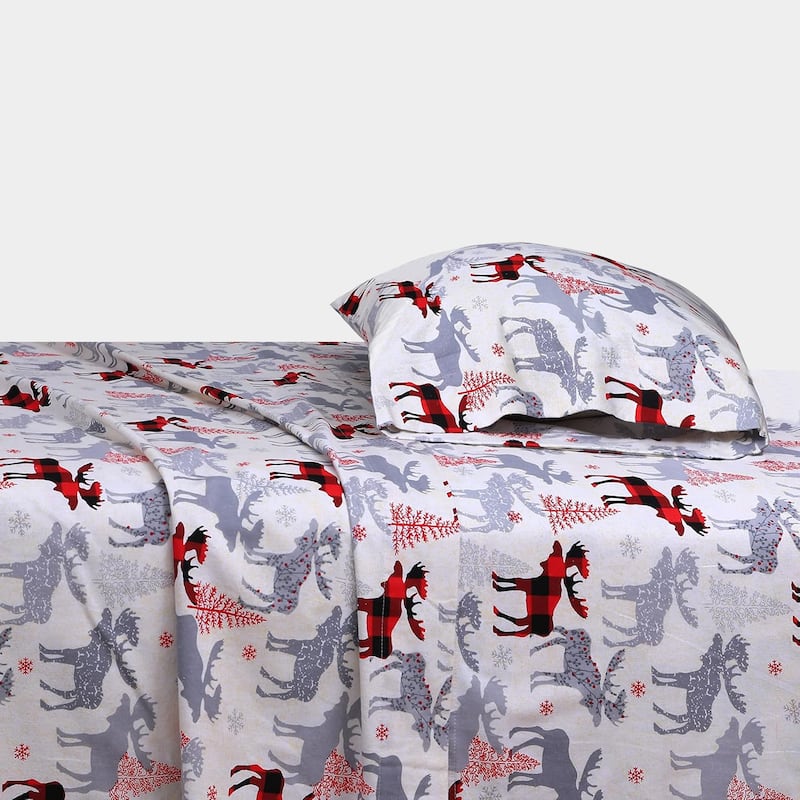 Feather & Stitch Cotton Flannel Sheets Set 4 Piece Bed Sheets Heavy Weight Bedding