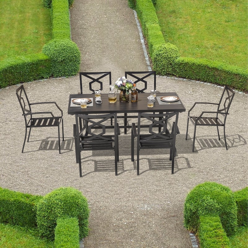 NUU GARDEN Outdoor 7-Piece Iron Dining Set