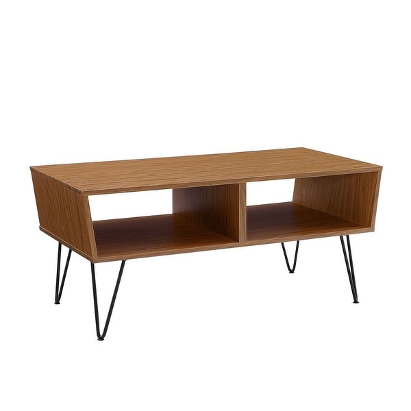 Offex 42" Angled Coffee Table with Hairpin Legs - Acorn