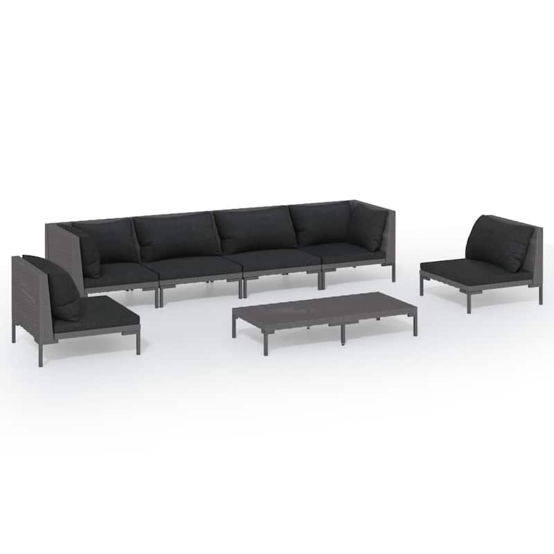 vidaXL Patio Lounge Set Outdoor Sectional Sofa Set Table Poly Rattan Dark Grey - 27.6" x 27.6" x 24"