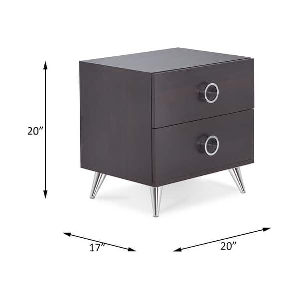 dimension image slide 2 of 3, ACME Carson Carrington Rjukan Contemporary Nightstand with 2 Drawers