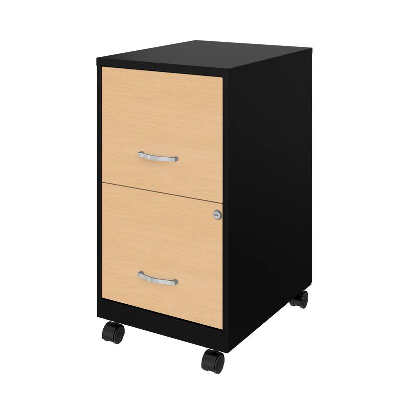 Space Solutions 18" Deep 2 Drawer Mobile File Cabinet with Wood Pattern Drawer Fronts